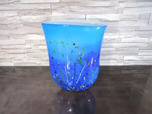 Glasvase in blau/ VASO in Vetro ovale