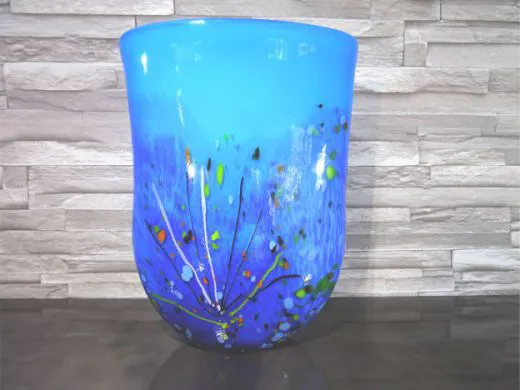 Glasvase in blau/ VASO in Vetro ovale