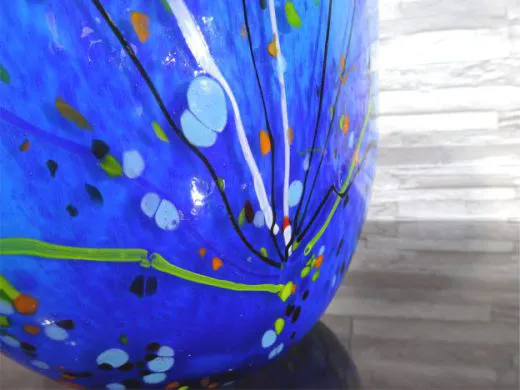 Glasvase in blau/ VASO in Vetro ovale
