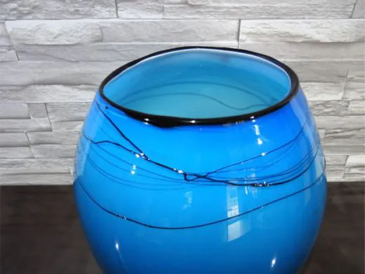 Glaskunst in blau/ Grande BOLLA di Vetro verticale