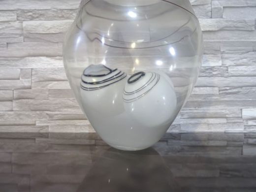 Glaskunst in weiß/ Grande BOLLA di Vetro verticale