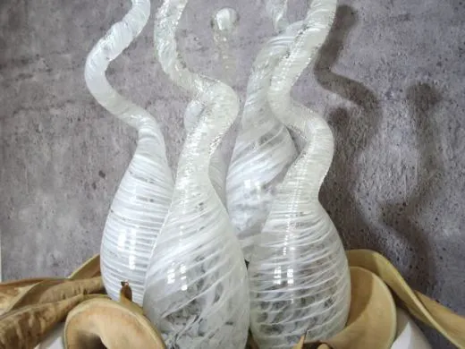 Glasskulptur (5 Stück) in weiß transluzent / GOCCE di Vetro