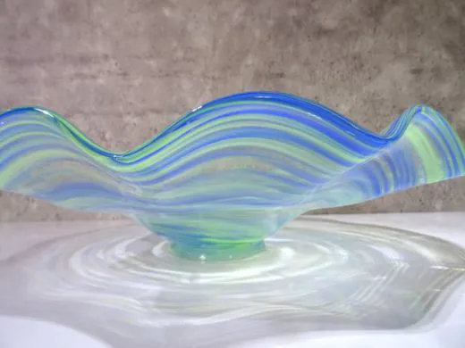 Glasschale in blau-grün/ RICCIOLO di Vetro