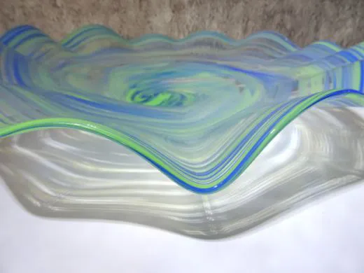 Glasschale in blau-grün/ RICCIOLO di Vetro