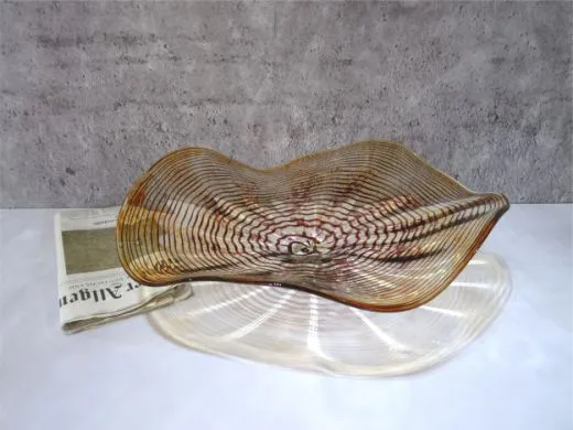 Glasschale in amber/ Punti CIOTOLA di Vetro