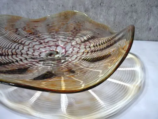 Glasschale in amber/ Punti CIOTOLA di Vetro