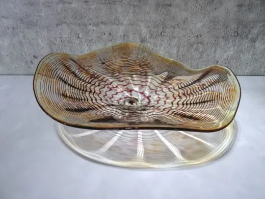 Glasschale in amber/ Punti CIOTOLA di Vetro