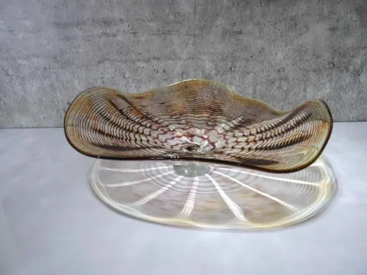 Glasschale in amber/ Punti CIOTOLA di Vetro