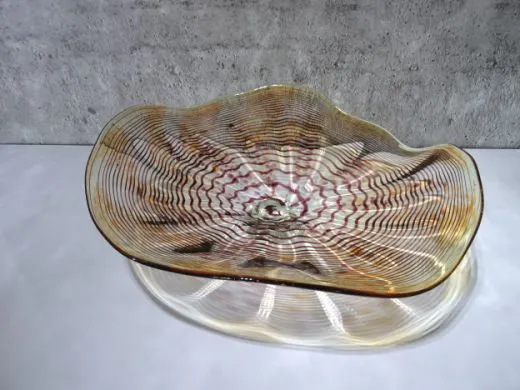 Glasschale in amber/ Punti CIOTOLA di Vetro