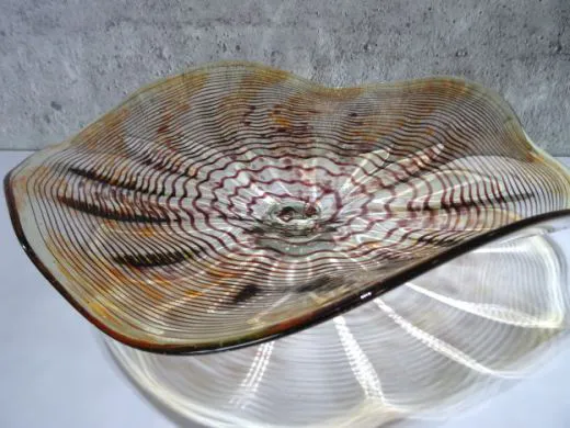 Glasschale in amber/ Punti CIOTOLA di Vetro