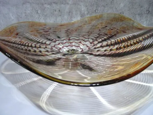Glasschale in amber/ Punti CIOTOLA di Vetro