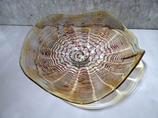 Glasschale in amber/ Punti CIOTOLA di Vetro