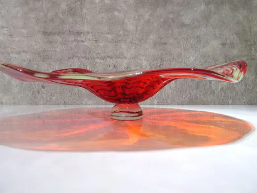 Glasschale in rot/ Punti CIOTOLA di Vetro