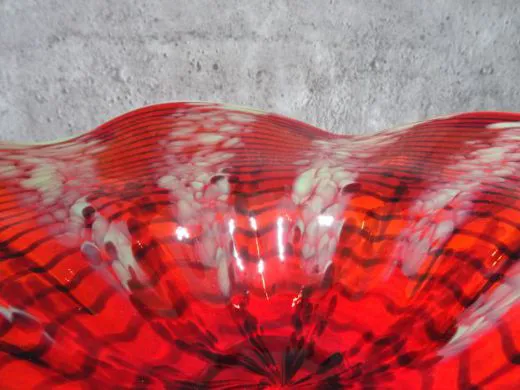 Glasschale in rot/ Punti CIOTOLA di Vetro
