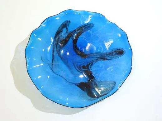 Glasteller in blau/ MARMO di Vetro