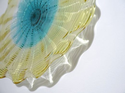 Glasteller in amber-blau/ FIORE di Vetro
