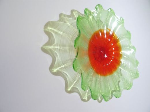 Glasteller in grün-rot/ FIORE di Vetro