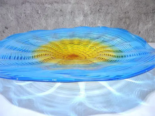 Glasteller in blau-amber/ FIORE di Vetro