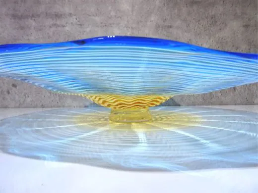 Glasteller in blau-amber/ FIORE di Vetro