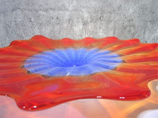 Glasteller in rot-blau/ FIORE di Vetro