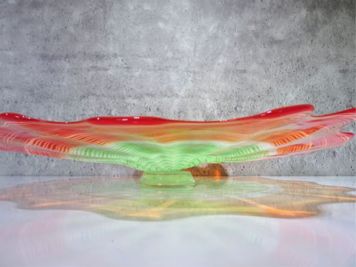 Glasteller in rot-grün/ FIORE di Vetro