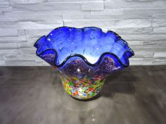 Glasvase in blau/ Grande FIORE di Vetro