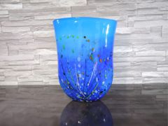 Glasvase in blau/ VASO in Vetro ovale