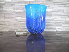 Glasvase in blau/ VASO in Vetro ovale