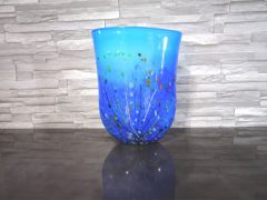 Glasvase in blau/ VASO in Vetro ovale