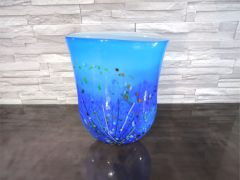 Glasvase in blau/ VASO in Vetro ovale