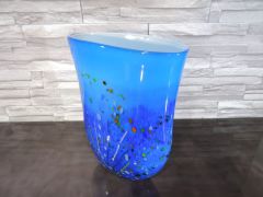 Glasvase in blau/ VASO in Vetro ovale