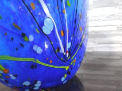 Glasvase in blau/ VASO in Vetro ovale