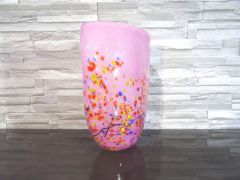 Glasvase in rosa/ VASO in Vetro ovale