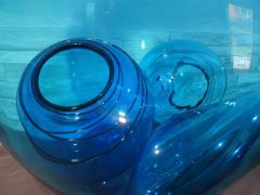 Glaskunst in blau/ Grande BOLLA di Vetro verticale