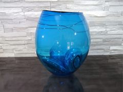 Glaskunst in blau/ Grande BOLLA di Vetro verticale