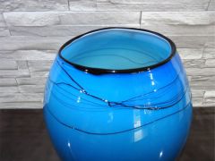 Glaskunst in blau/ Grande BOLLA di Vetro verticale