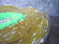 Glasschale in amber-grün/ GIRASOLE di Vetro