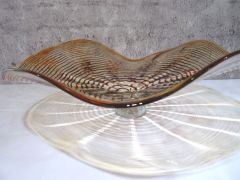 Glasschale in amber/ Punti CIOTOLA di Vetro
