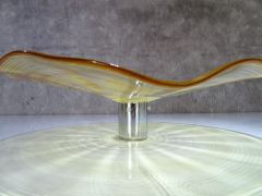 Wandteller in amber/ FOGLIA di Vetro