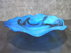 Glasteller in blau/ MARMO di Vetro