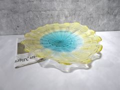 Glasteller in amber-blau/ FIORE di Vetro