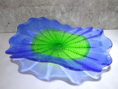 Glasteller in blau-grün/ FIORE di Vetro