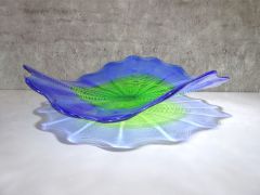 Glasteller in blau-grün/ FIORE di Vetro