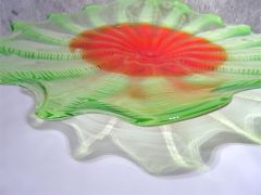 Glasteller in grün-rot/ FIORE di Vetro