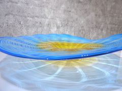 Glasteller in blau-amber/ FIORE di Vetro