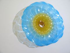 Glasteller in blau-amber/ FIORE di Vetro