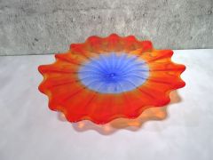Glasteller in rot-blau/ FIORE di Vetro