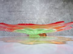 Glasteller in rot-grün/ FIORE di Vetro